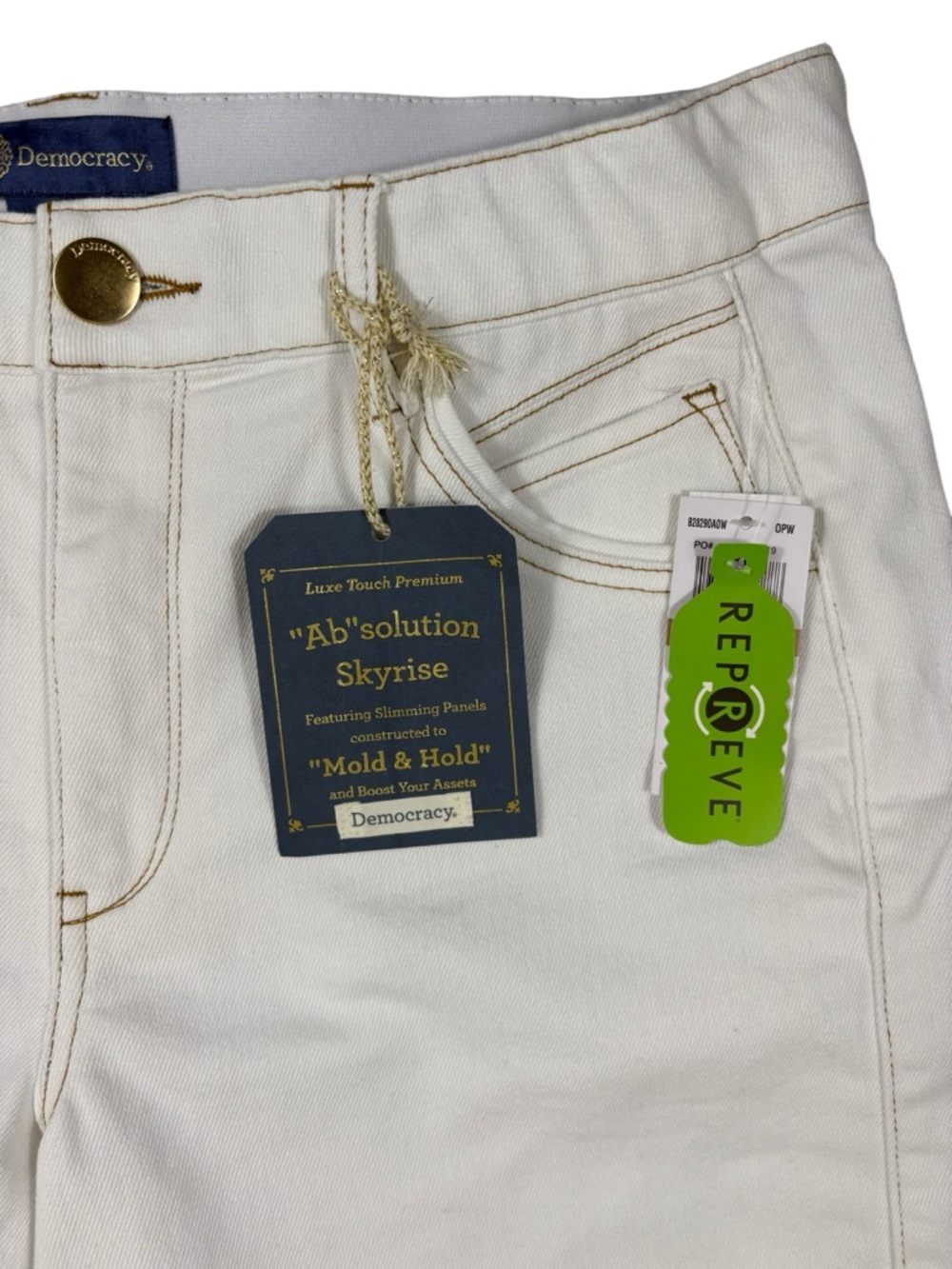 NWT Democracy White AB solution Skyrise Wide Leg Cropped  Jeans - Picture 3 of 9